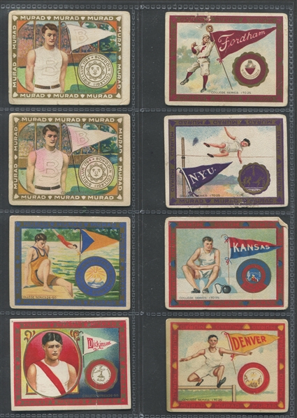T51 Murad Cigarettes College Series Huge Lot of (230) Cards with Baseball, Football and Basketball