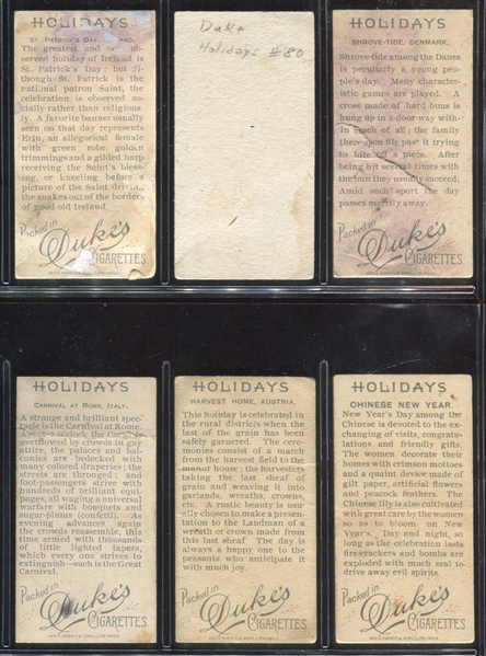 N80 Duke Cigarettes Holidays Lot of (6) Cards
