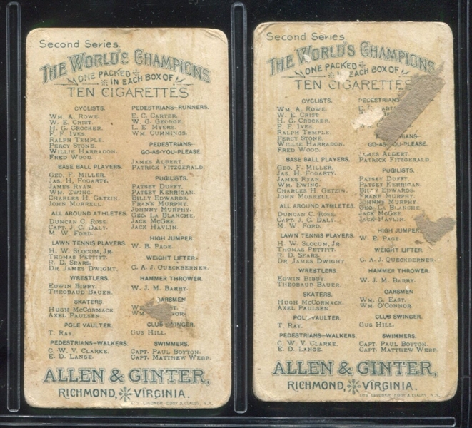 N28/N29 Allen & Ginter World's Champions (1st Series) Lot of (17) Cards With (4) Baseball