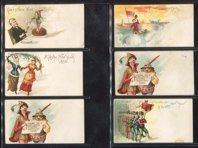 N227 Kinney Cigarettes 1890 New Years Lot of (6) Cards
