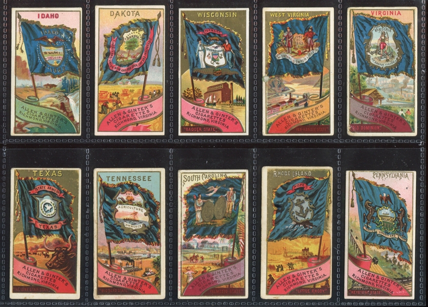N11 Allen & Ginter Flags of States and Territories Lot of (59) Cards