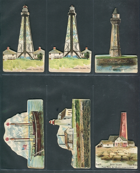 N119 Duke Honest Long Cut Lighthouses Lot of (22) Die Cut Cards