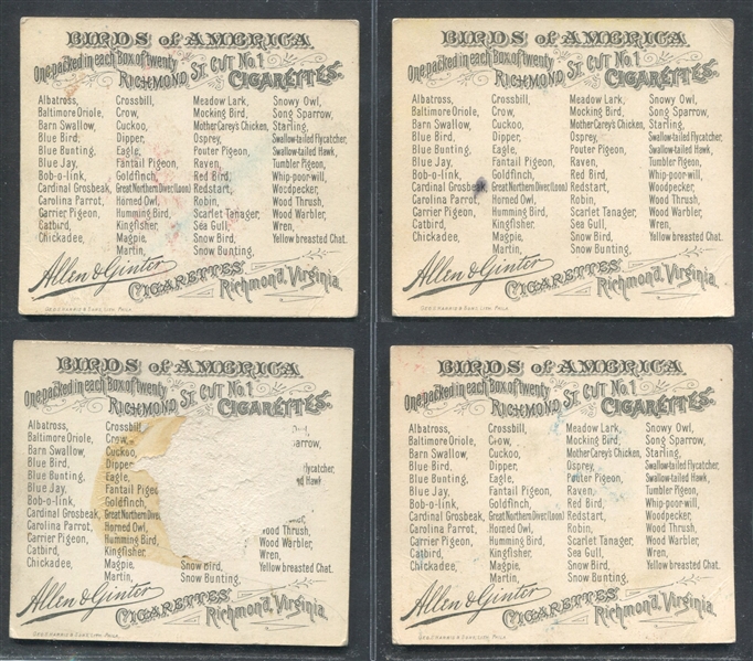 N37 Allen & Ginter Birds of America Lot of (27) Cards