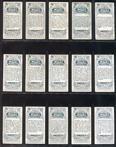 1914 Wills Musical Celebrities Complete Set of (50) Cards