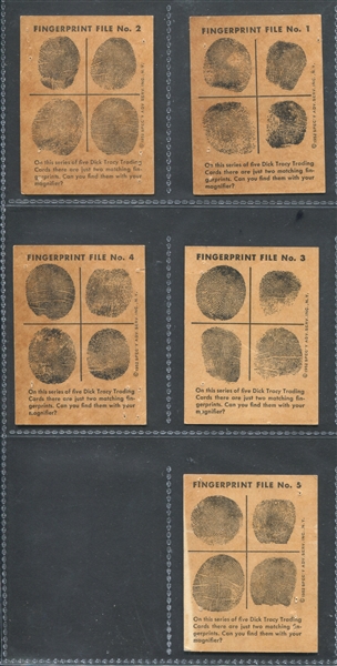 D94-6B Dick Tracy Finger Prints Complete Set (?) of (5) Cards