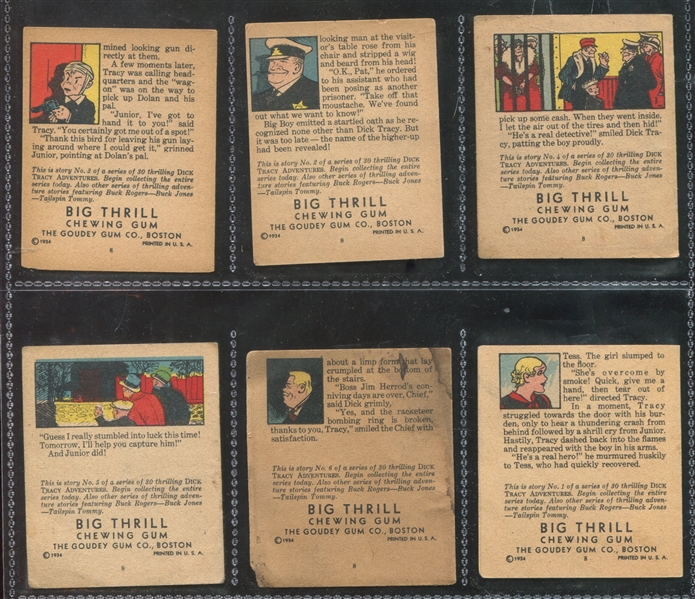 R24 Goudey Gum Big Thrill Booklets Dick Tracy Complete Group of (6)