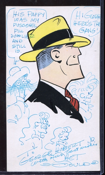 Fantastic Chester Gould Dick Tracy Drawing and Autograph