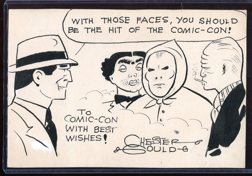 Great Chester Gould Original Dick Tracy Artwork and Autograph