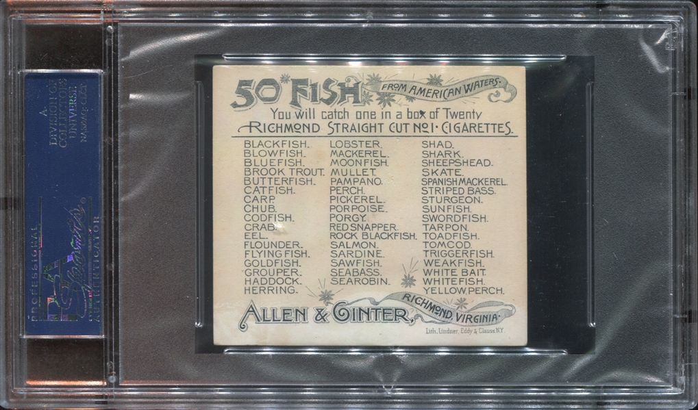 N39 Allen & Ginter Fish from American Waters Skate PSA5 EX