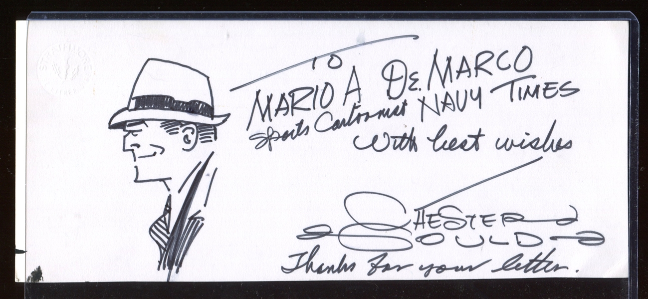 Fantastic Chester Gould Dick Tracy Sketch and Autograph