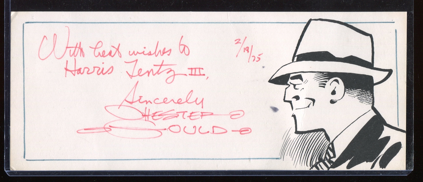Dick Tracy Artwork Piece with Chester Gould Autograph