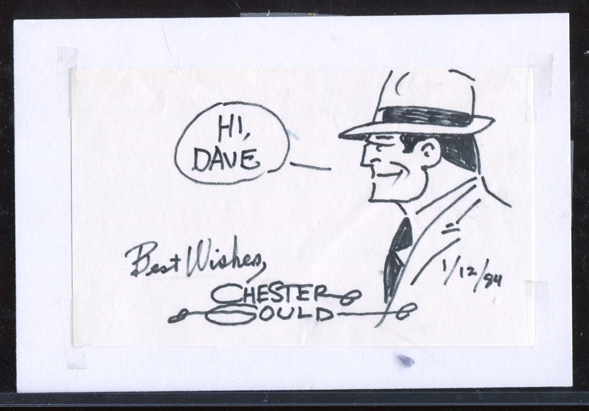 Fantastic Original Chester Gould Dick Tracy Artwork and Autograph