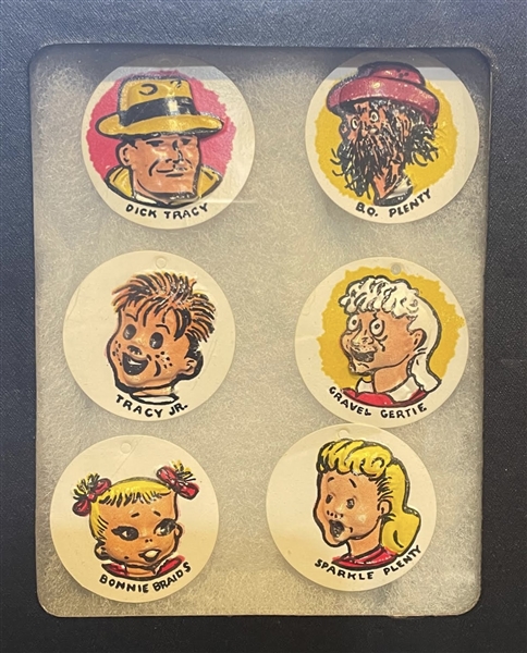 Early 1950's Dick Tracy Character Plastic Discs Bread Premiums