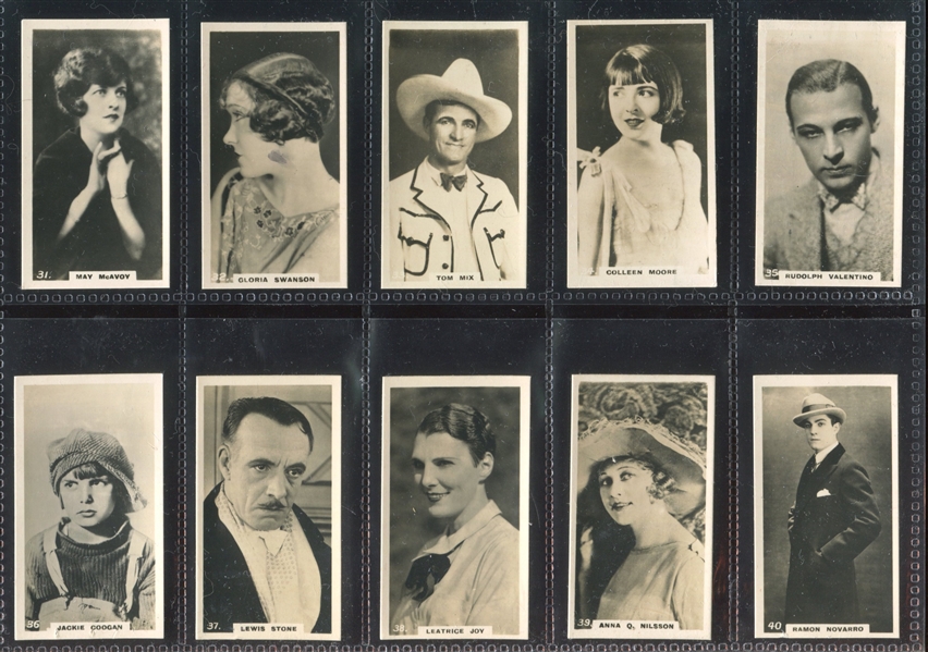 1925 Lambert & Butler Popular Film Stars Complete Set of (50) Cards