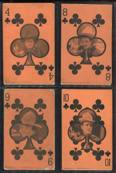 1928 Exhibit Cowboys - Playing Cards Lot of (28) Different - Including Tom Mix, Wm. S. Hart