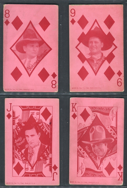 1928 Exhibit Cowboys - Playing Cards Lot of (28) Different - Including Tom Mix, Wm. S. Hart