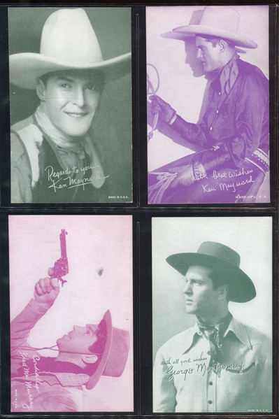 1950s-60s Exhibit Cowboys Arcade Cards (95 Different) - Including Autry, Rogers, Boyd