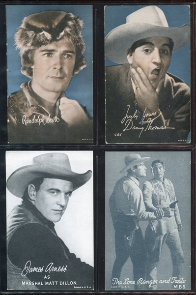 1950s-60s Exhibit Cowboys Arcade Cards (95 Different) - Including Autry, Rogers, Boyd