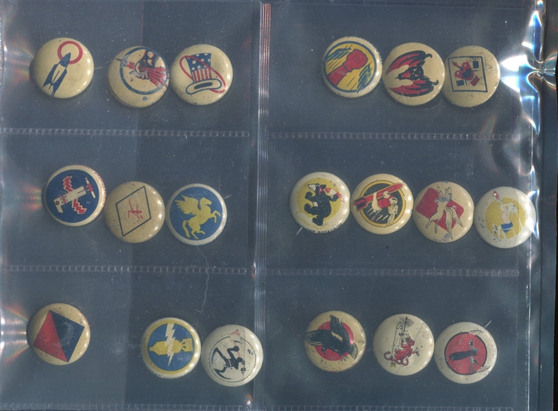 Kellogg's PEP Fighter Squadron Pins (19 Different)