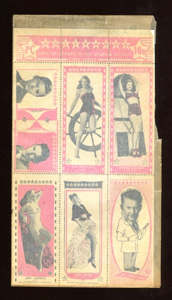 1947 Hollywood Stamps of the Stars Sheets (14 Different) - Featuring Roy Rogers, Abbott/Costello, Groucho Marx