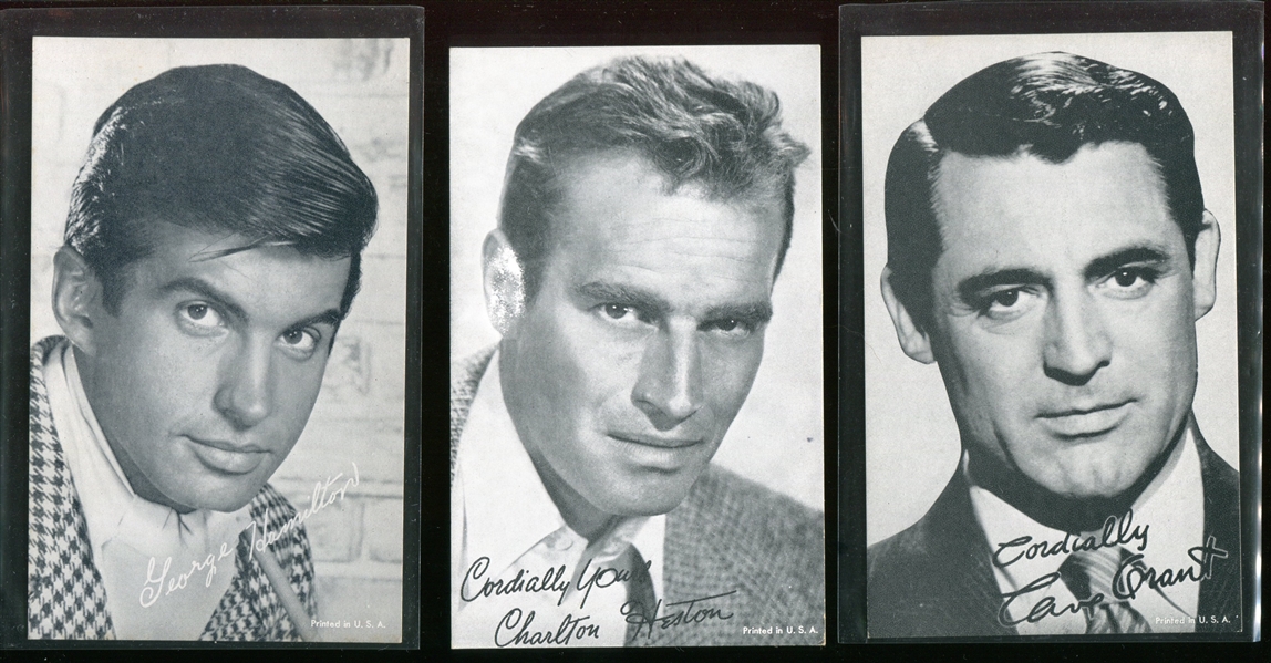 1950s-60s Exhibit Actors/Actresses/Musicians Arcade Cards (125 Different) - Including Brando, Cosby, Funicello, Grant, Hudson, Newman