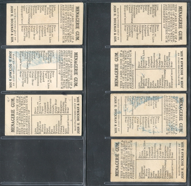 E26 Dockman Menagerie Gum High Grade Lot of (7) Cards