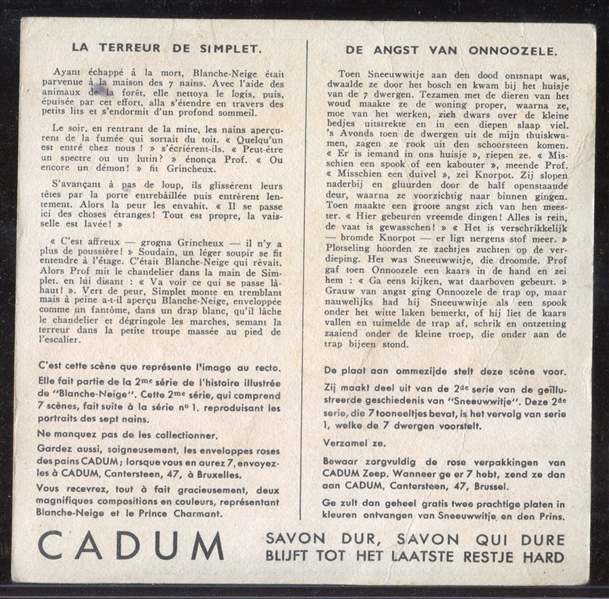 1950's Cadum Soap (Belgium) Disney Scenes Lot of (4) Oversized Cards