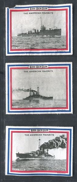E289 Sen Sen Gum Battleships Lot of (3) Stamps