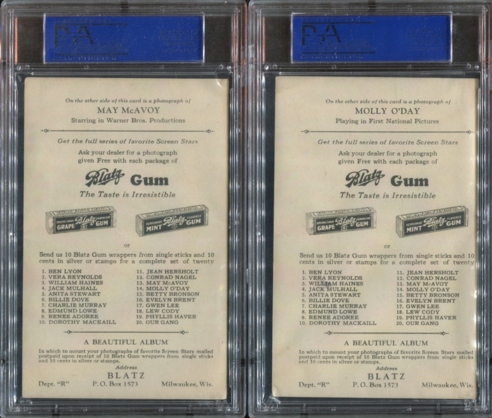 R197 Blatz Gum Screen Stars PSA-Graded Lot of (14) Cards