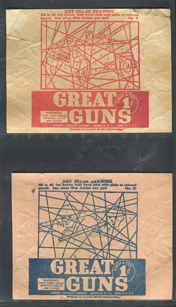 1930s General Specialty Co. Great Guns Candy/Toy One-Cent Wrappers Lot of (5) different - Featuring Jeep, Soldiers