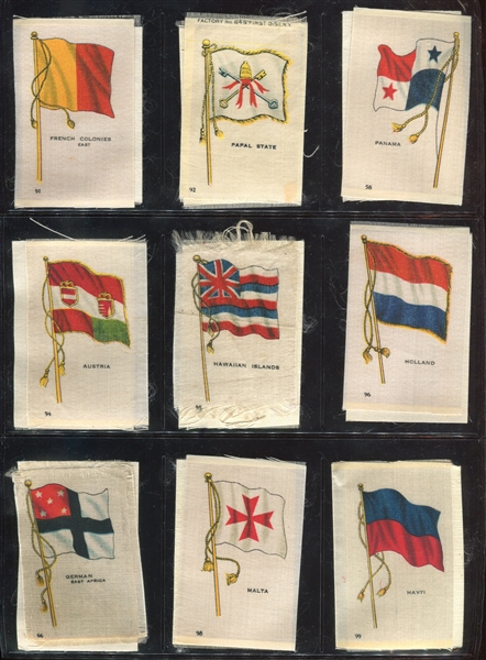 1910s U.S. Tobacco Silks/Small Flags/Nations Collection Lot of (140+) Different