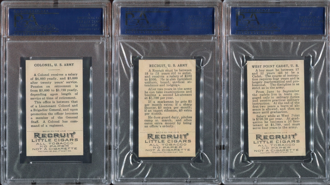 T81 Recruit Cigarettes Military Lot of (8) PSA7-Graded Cards