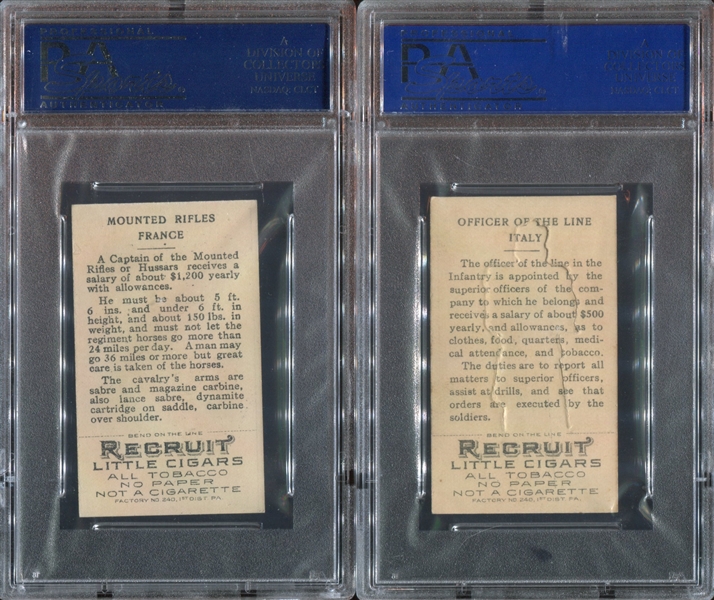 T81 Recruit Cigarettes Military Lot of (8) PSA7-Graded Cards