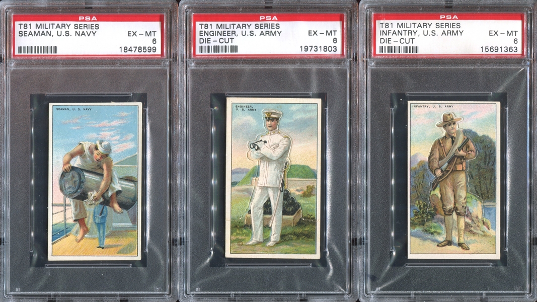 T81 Recruit Cigarettes Military Lot of (9) PSA6-Graded Cards