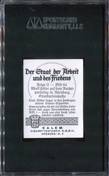 1930's Salem Cigarettes #62 Adolf Hitler SGC80 EX-MT