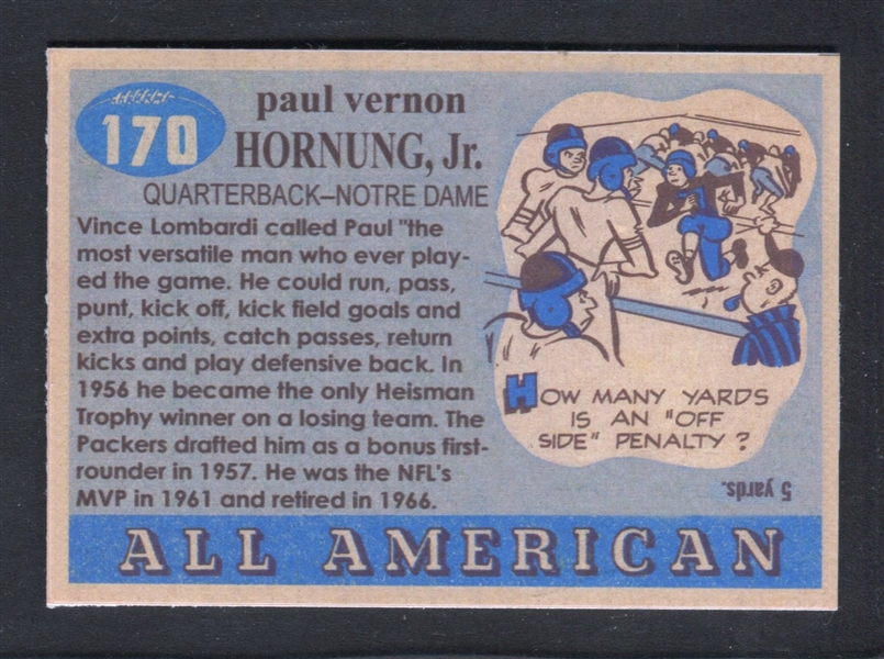 1955 Topps All-American Football #170 Paul Hornung (Bob Lemke Creation)