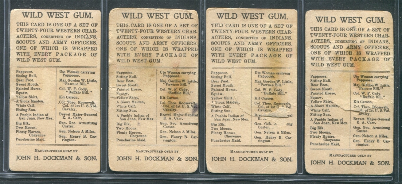 E50 John Dockman Wild West Gum Lot of (4) Cards