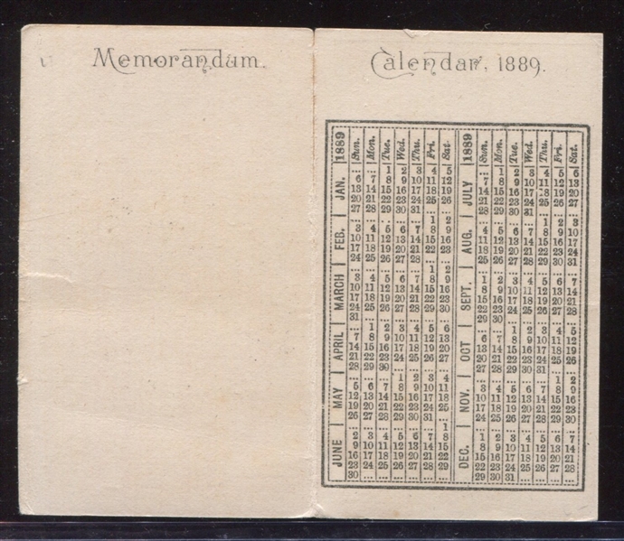 Interesting Consol Cigarettes 1889 Calendar/Memorandum Folder