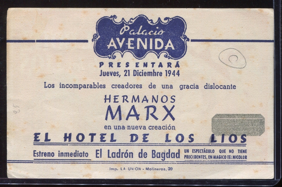 Marx Brothers El Hotel de Lios Vintage Blotter