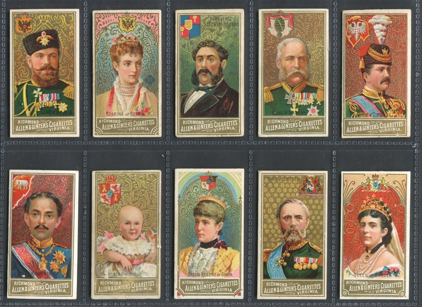 N34 Allen & Ginter World's Sovereigns Near Set of (49/50) Cards