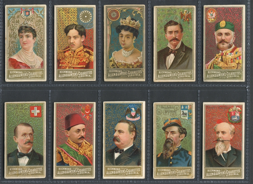 N34 Allen & Ginter World's Sovereigns Near Set of (49/50) Cards