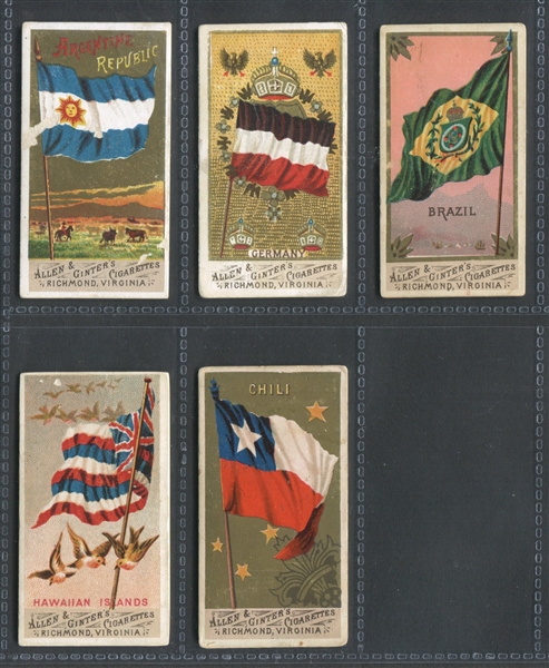 N10 Allen & Ginter Flags of All Nations (2nd Series) Lot of (5) Cards