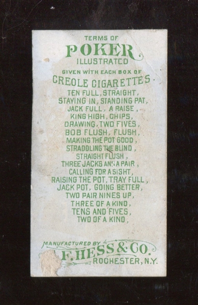 N324 S. F. Hess Terms of Poker Illustrated Type Card