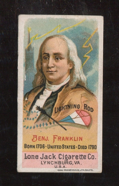 N365 Lone Jack Cigarettes Inventors Benjamin Franklin Type Card