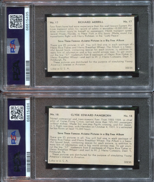F277-4 Heinz Rice Flakes Famous Aviators Lot of (7) PSA-Graded Cards