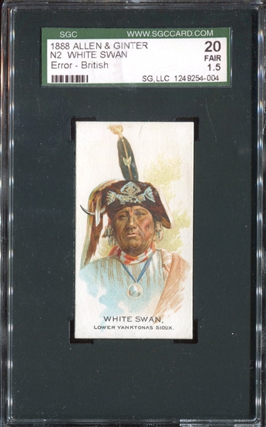 N2 Allen & Ginter Celebrated American Indian Chiefs Complete Master Set of (54) With Errors