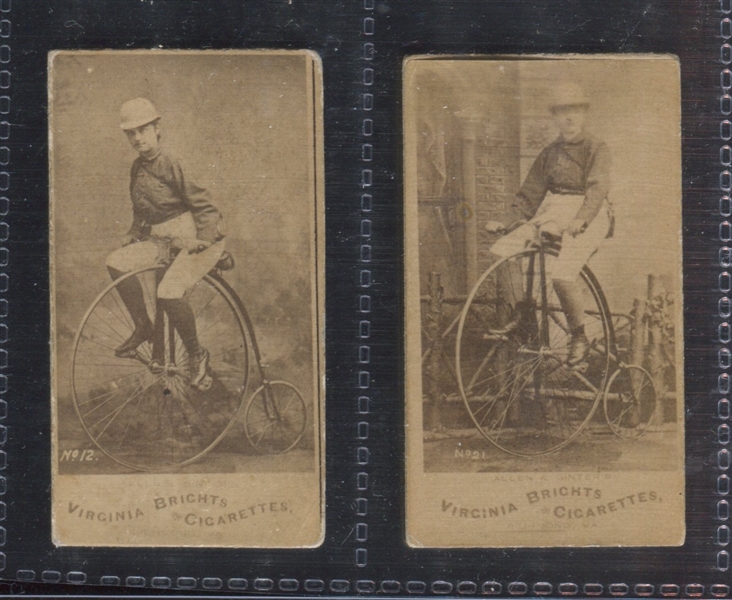 N49 Allen & Ginter Girl Cyclists Lot of (2) Different Type Cards