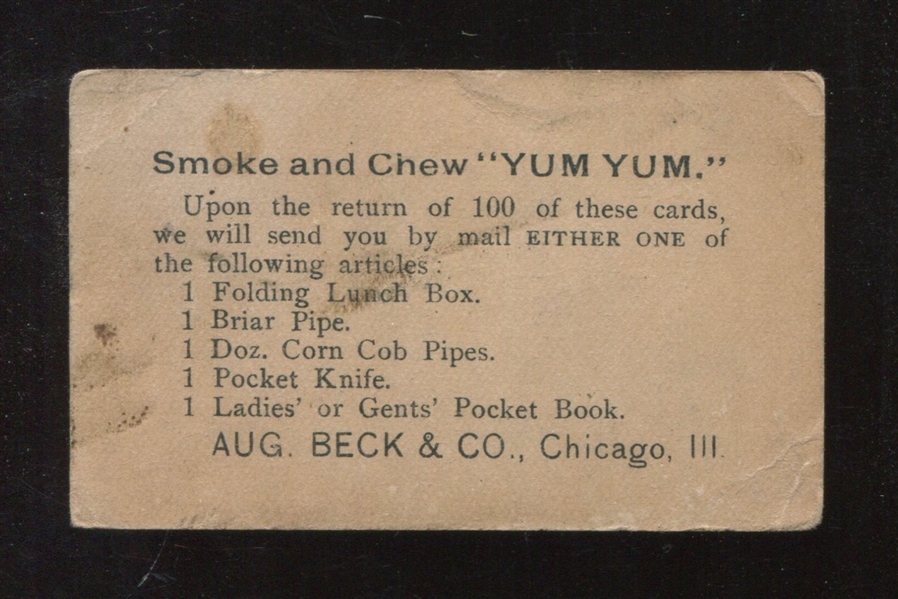N472B Yum Yum Presidents Grover Cleveland Type Card