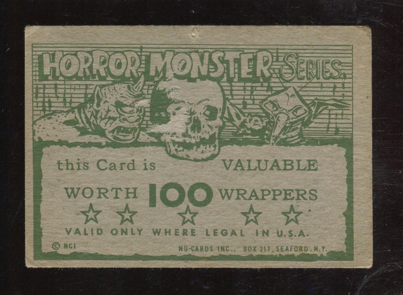 W531-2 Nu-Card Horror Monsters IMPOSSIBLE #102 With 100 Wrappers Back