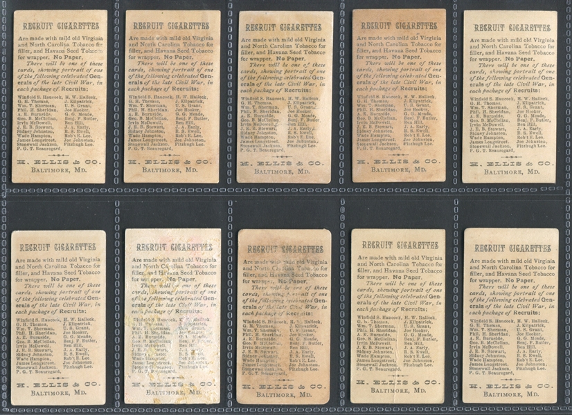 N377 H. Ellis Recruit Civil War Generals Complete Set of (25) Cards